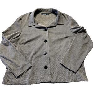 Briggs New York Herringbone Long Sleeve Button Front Blazer Formal Work Gray M